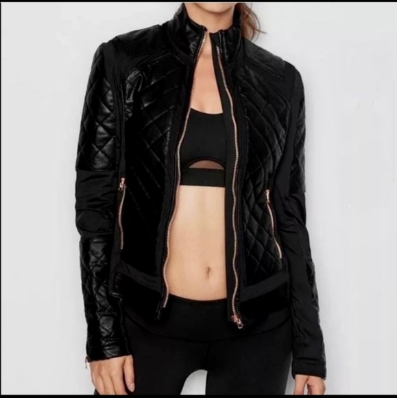 Victoria s Secret Faux Leather Jacket with Rose gold zipper trim  sz sm - Picture 1 of 6